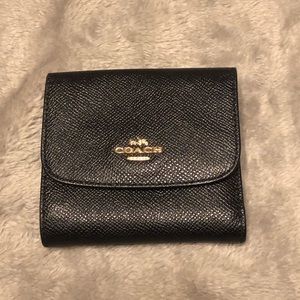 Black Coach Small Wallet Crossgrain Leather F87588